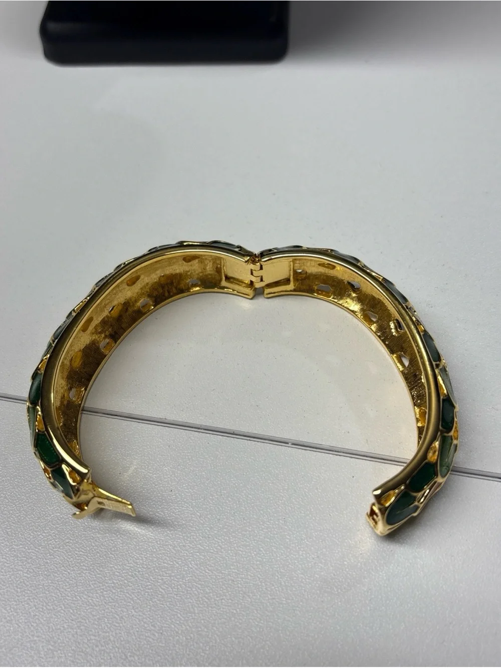 Joan Rivers Gold Tone Enamel Ring with Green and Pink Accents